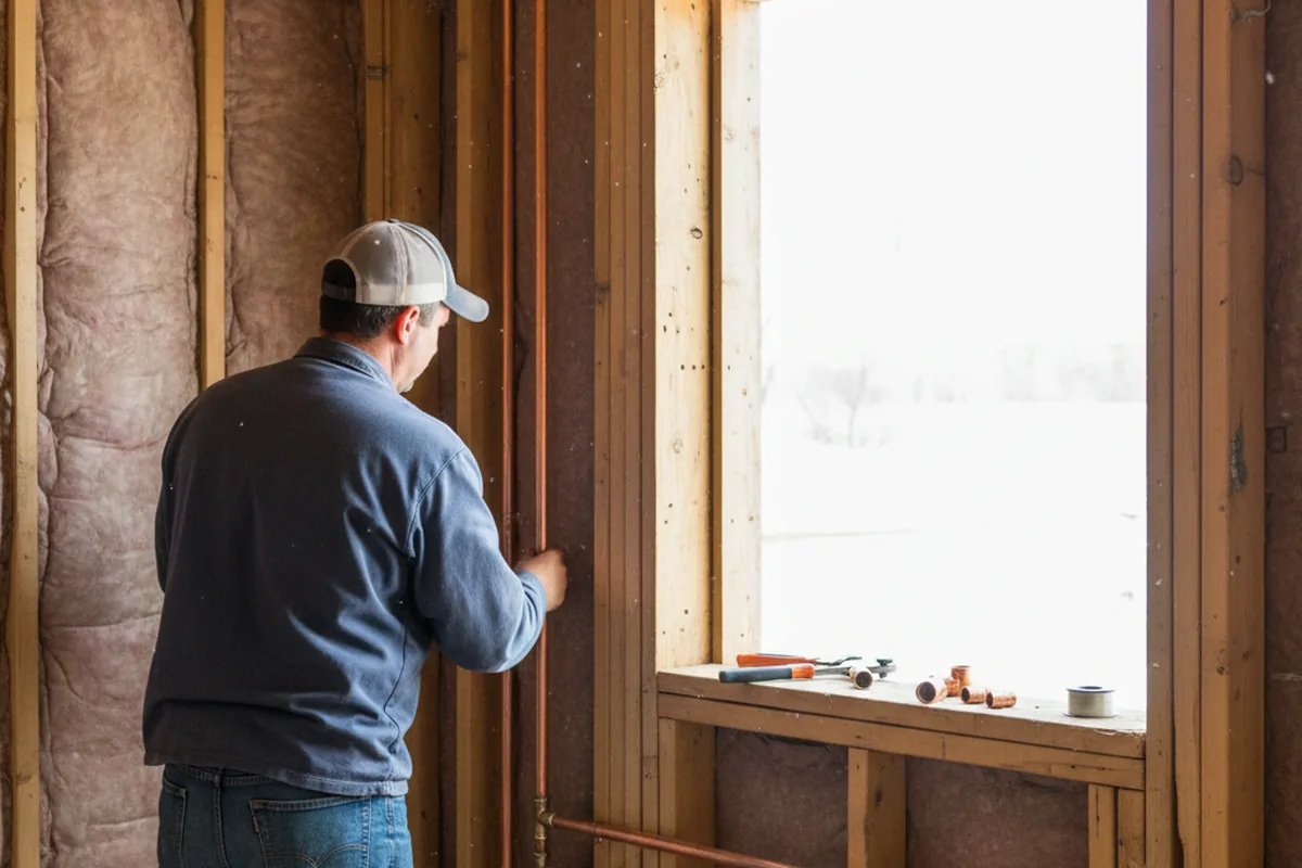 Licensed plumber running new copper supply lines in a Zanesville home