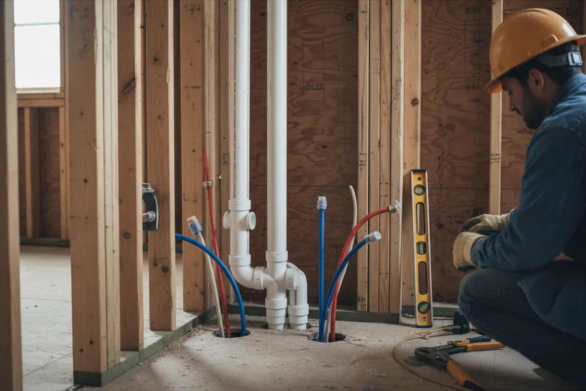 Drain and supply rough-in during Leak Detection in Zanesville
