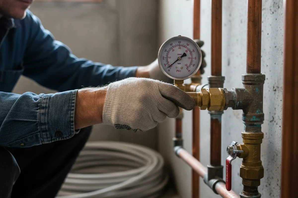 Pressure testing a repaired line during Water Line Repair in Zanesville